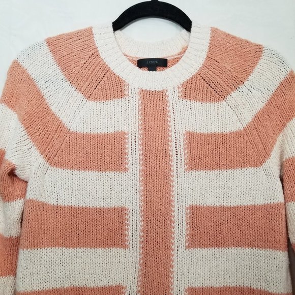 J Crew mixed stripe sweater ivory peach size S - Picture 8 of 8